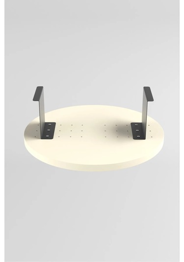 İkili Yan Sehpa Ayarlanabilir Tepsi Yuvarlak Krem