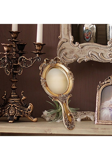 Homyl Vintage El Sı Kozmetik Kişisel Dekoratif Kabartmalı Altın