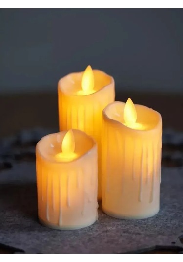 Yaleker Led Mum Seti 3'lü 7cm,9cm,11cm - Gerçekçi Alev Efekti, Ev Dekorasyonu, Güvenli Kullanım, Sıcak Işık Beyaz