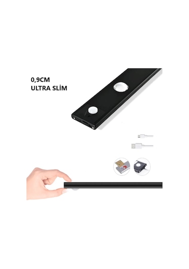 2 Adet 40cm Led Sensörlü Usb Şarjlı Mıknatıslı Mutfak,dolap Işık