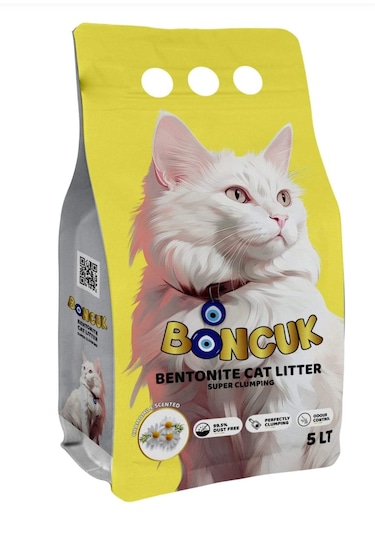 Boncuk Papatya Kokulu Topaklaşan Bentonit Kedi Kumu 5 L