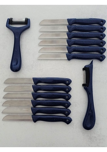 Solingen 12'li Meyve-sebze-doğrama Bıçağı Ve 2'li Soyacak 14'lü Set Lacivert Metal