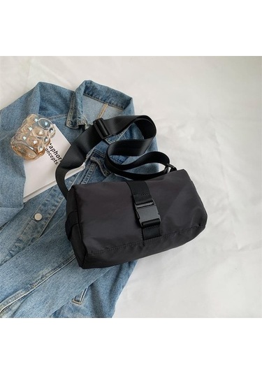 Novahub Oxford Kumaş Postacı Çantası Modaya Uygun Doku Fitness Çantası Kadın Küçük Yatay Günlük Düz Renk Omuz İş Seyahat Tost Çantası Kadın Siyah Siyah