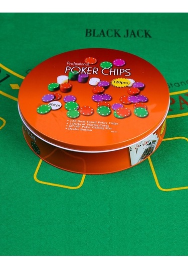 Rakamlı Poker Çipi Oyun Seti Metal Kutulu 120 Poker Fişi