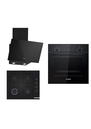 Bosch HBF512BB1T - POP6C6P30O - DWK63PJ60T Siyah Ankastre Set