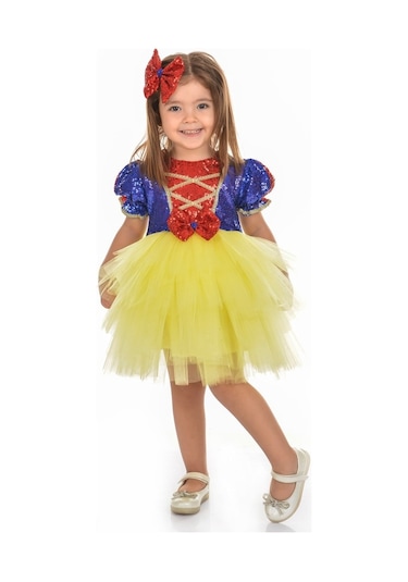 Pamuk Prenses Pul Payet Tütülü Kız Çocuk Parti Elbisesi