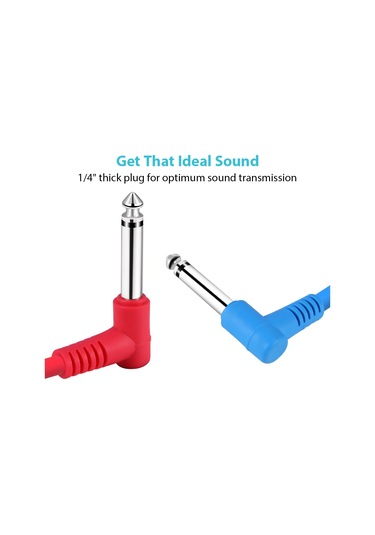 Geeksen Gitar Efekt Pedal Kabloları Enstrüman Yama Kablosu 15cm 1/4 İnç Dik Açı Ts Fiş Pvc Kılıf, 6 Adet/pak Çok Renkli