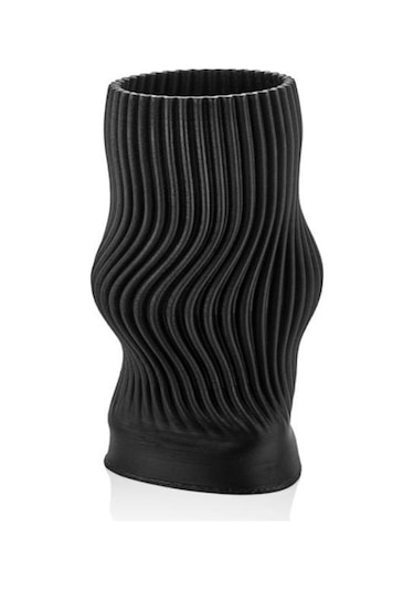 Lamedore Linear Siyah 3d Büyük Vazo 21x21x38 Cm Siyah