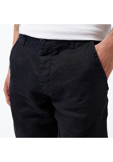 Nautica Erkek Siyah Slim Fit Keten Şort Düz B35214t Siyah