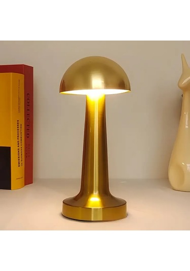 Forlife Dekoratif Şarjlı Led Mantar Masa Lambası Gold Fl-8055 Çok Renkli