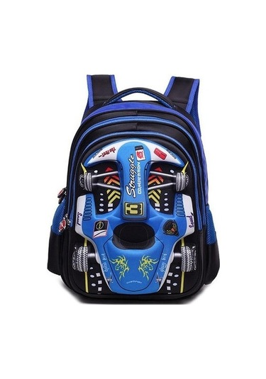3d Suya Dayanıklı Erkek Sırt Çantası Sevimli Araba Karikatür Okul Kitap Çantası Cjqcwz Mavi