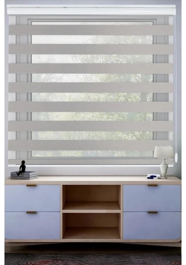 Gri Dar Piliseli Zebra Perde Gri