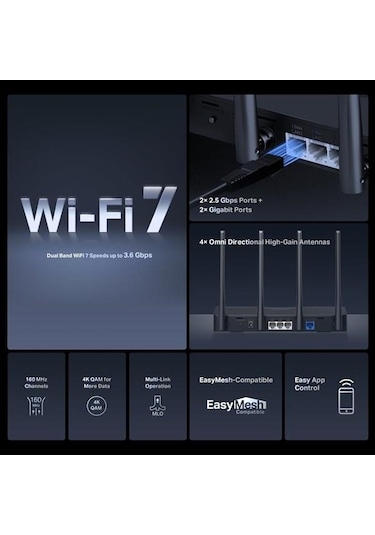 Mercusys Mr27be Be3600 Wıfı7 Dual Band Router