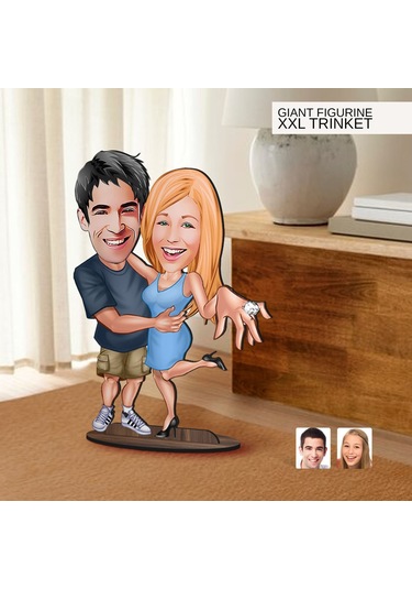 Bk Gift Kişiye Özel Sevgililer Karikatürlü Büyük Boy Ahşap Biblo-14 Arkadaşa Hediye , Sevgiliye Hediye, Kişiye Özel Biblolar Kobitmeyen137582 Bk Gift