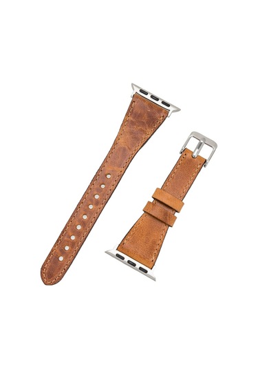 Apple Uyumlu  Watch Deri Kordon 38-40-41mm Slim G19 Taba