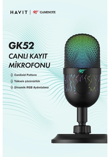 Havit Gamenote GK52 RGB Profesyonel Oyuncu Yayıncı Mikrofonu