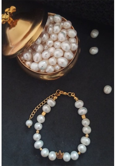 24k Altın Kaplama Gerçek İnci Değişken Dorika Detaylı Tasarım Bil Gold