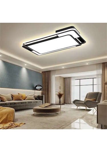 Işık Dikdörtgeni Tavan Lambası Modern Led Aydınlatma Siyah