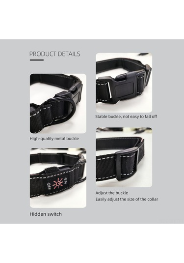 Geeroyoo Bluetooth Bağlantılı, App Kontrollü, Şarj Edilebilir Köpek Tasması, 4 Renkli Işık Ve 8 Mod Seçeneği Siyah