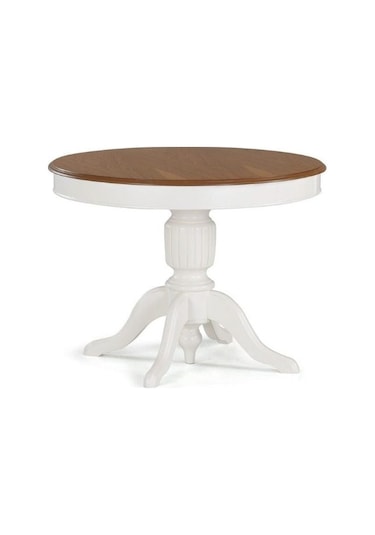 Montclair Baba Ayak Sabit Masa 110x110 Beyaz - Ceviz