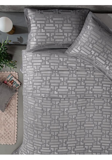 Zarif Jakarlı Yatak Örtüsü Alves Gri