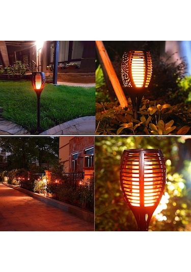 Cbtx Bahçe Aydınlatma 96 Led Güneş Alev Işığı Açık Bahçe Çim Işığı Bahçe Peyzaj Meşale Işığı