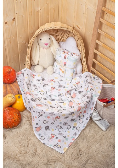 Dijital Baskılı 6lı Çok Amaçlı Müslin Örtü Seti - 75x75 Çok Renkli