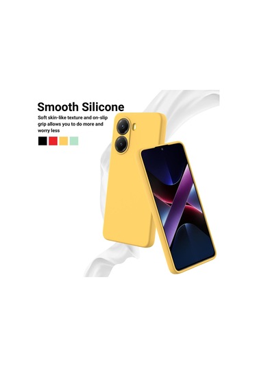 Xiaomi Poco X7 Pro İçin Düz Renk Sıvı Silikon Damlamaz Tam Kapsama Telefon Kılıfı Sarı