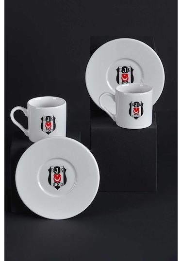 Neva N3422 Beşiktaş Lisanslı Arma Logo 2'li Kahve Fincan Takımı-Bjk