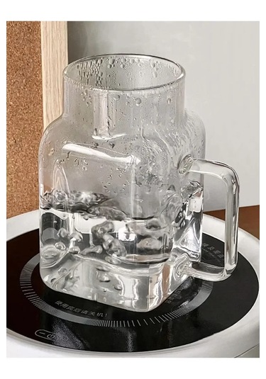 Borosilikat Cam Kupa 650 Ml Bambu Kapaklı Ve Cam Pipetli Isıya Dayanıklı Bardak Şeffaf