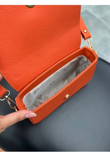Mft Leather Hakiki Deri Kadın Çanta Viola 1524 Flother Mat Turuncu