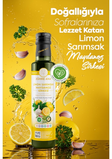 Limon Sarımsak Maydanoz Sirkesi Doğal Fermantasyon Lemon Garlic Parsley Vinegar 500 Ml