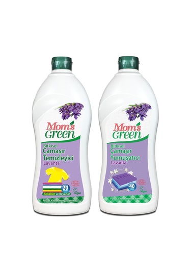 Mom's Green Bitkisel Çamaşır Deterjanı Lavanta 20 Yıkama 750 ML + Yumuşatıcı Lavanta  40 Yıkama 750 ML