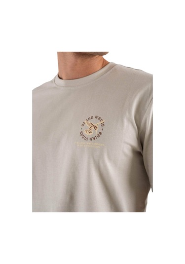 Only Erkek T-shirt 22029483 Onsmanuel Lıfe Reg Ss Desert Tee Gümüş