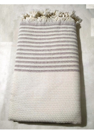 Pamuklu Kaymaz Hasır Dokuma Maxi Kolları Kapatan Koltuk Örtüsü 180x310 - Krem Kahve Yeni Krem Kahve