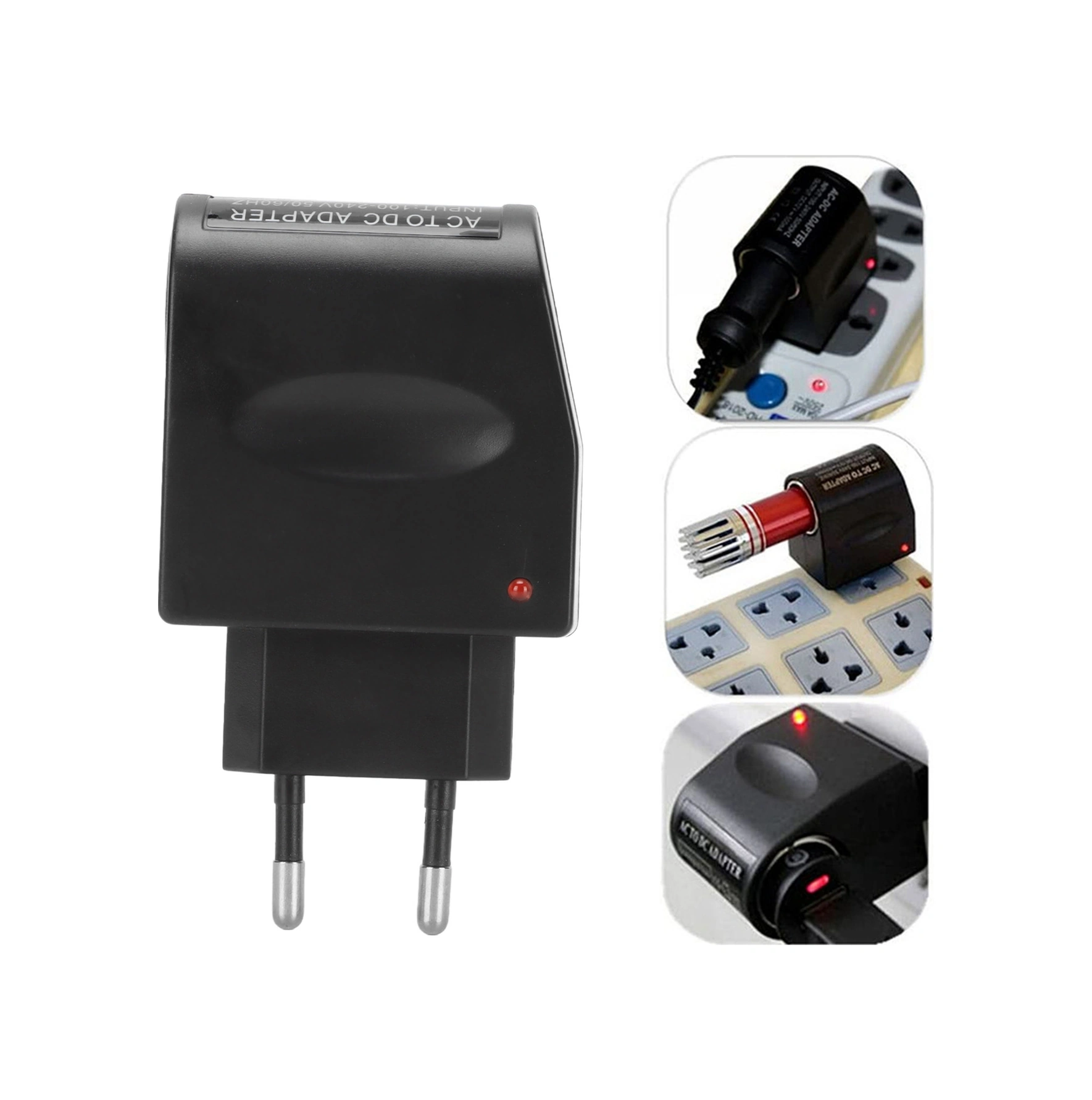 Shineyee 12v 2a Ev Çalışır Arabaya Adaptörü - Ac/dc Dönüştürücü, Led Gösterge, 100-240v, Avrupa Standartı, Abs Malzeme