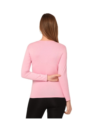 Disentis Yuvarlak Yaka Uzun Kollu Viskon Pembe Body