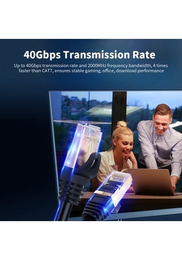 Fortunelane Kat8 Koruma Rj45 Ağ Kablosu, Kristal Bakır Tel, 40gbps Hızlı Transfer, 2000mhz Bant Genişliği, 10 Metre