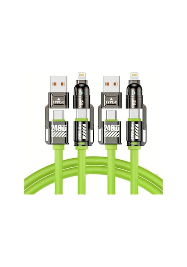 Userfriendly11 2 Adet Sarı 240w 4ü 1 Arada Hızlı Şarj Kablosu 1m İphone Uyumlu İpad Galaxy Macbook İçin