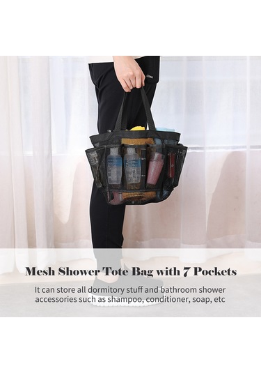 Kosona Siyah Foldable Duş Çantası, 7 Cep Ve Su Geçirmez Ağı, Ev/banyo/spa Kullanıma Uygun, Taşınabilir Depolama Çantası Siyah