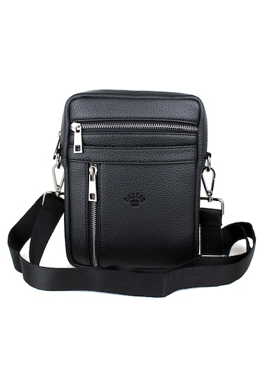 Erkek Siyah Askılı Postacı Çanta Omuz Çantası Siyah