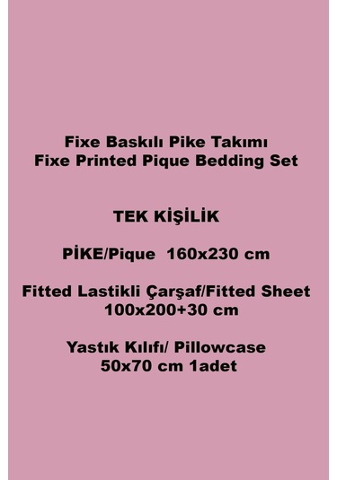 Adsila Mavi Tek Kişilik Pike Takımı %100 Pamuk, Lastikli Çarşaflı Mavi