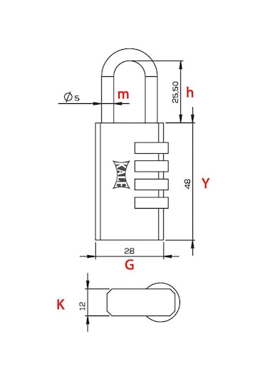 Kale Kilit 4 Basamaklı Şifreli Asma Kilit Prinç 28 Mm