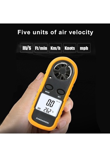 Pazly Taşınabilir Rüzgar Hızı Ve Sıcaklık Ölçer - Kompakt Anemometre Siyah Siyah