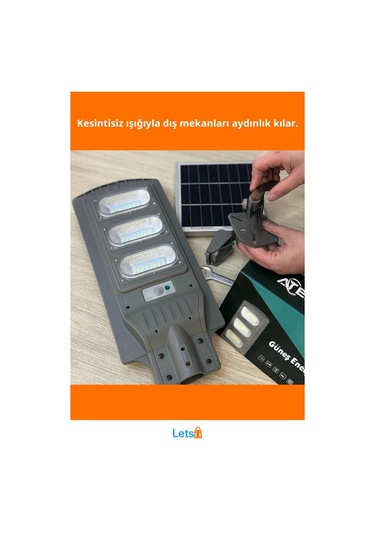 Güneş Enerjili Dayanıklı Sokak Lambası 120w Kablosuz Bahçe Aydınlatma Çok Renkli