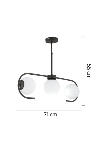 Diaspor 3'Lü Siyah Modern Sarkıt Genç Odası Yatak Odası Retro Salon Avize