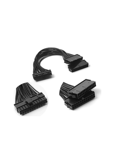 Fastbuy 30cm Siyah 24pin Eşzamanlı Başlatma Kablosu, 2000w Destekli Çift Akım Bağlantı