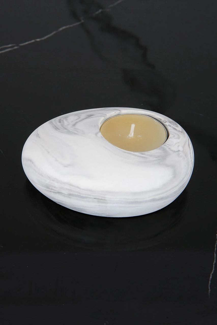 El Yapımı Tealight Mumluk Siyah Beyaz