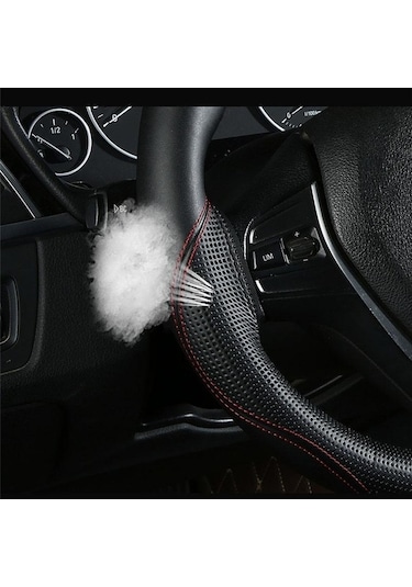 Novahub Turuncu 38cm Hakiki Deri Araba Direksiyon Kılıfı Dört Mevsim Kaymaz Tekerlek Örgü Kapağı İç Aksesuarları Turuncu