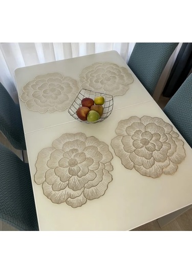 Heavenly Place Mutfak Servisü İçin Yuvarlak Servis Peçeteleri 376221539 Altın Rengi